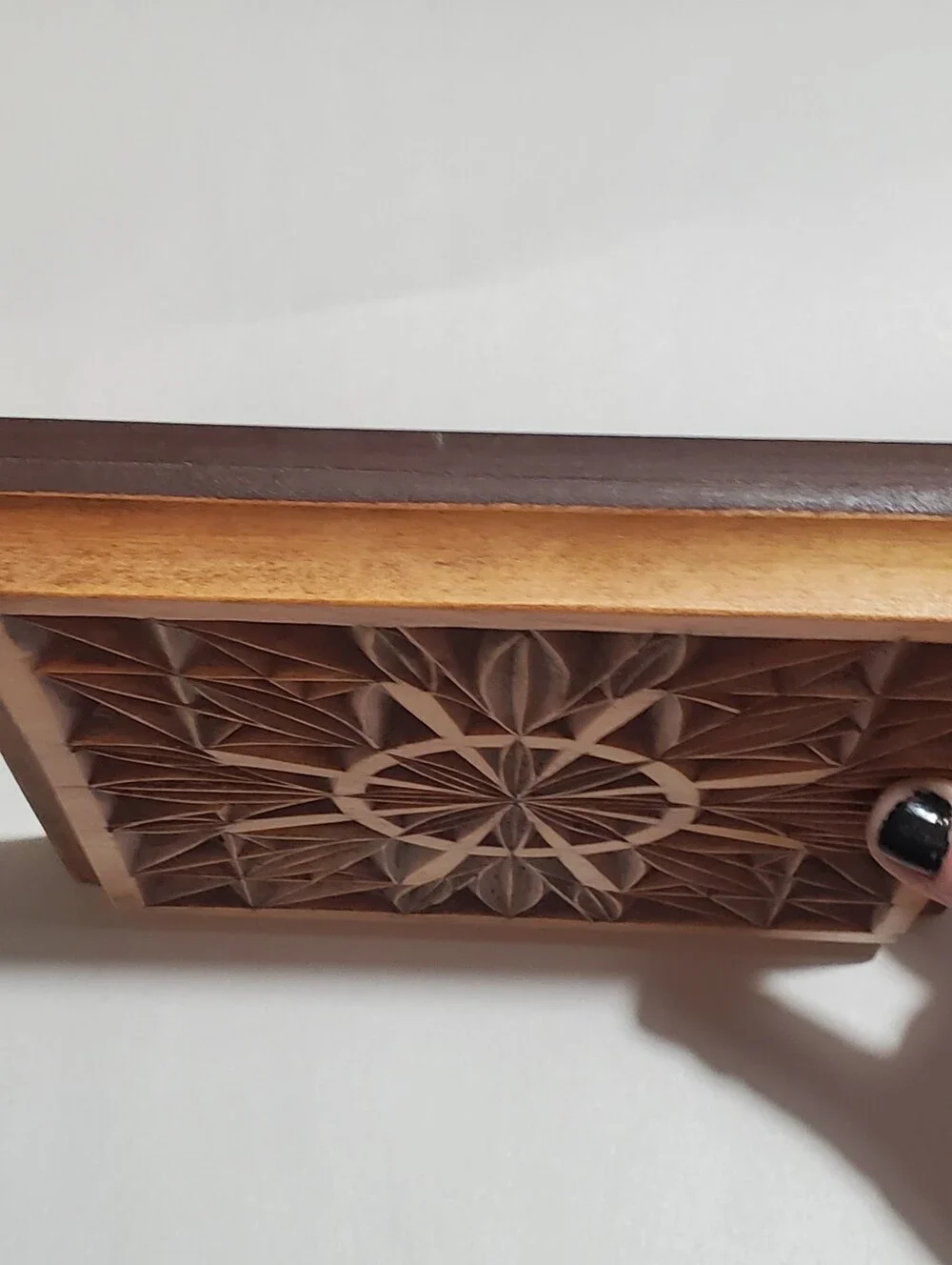 Handmade Wood Carved Geometric Carving. Rosette Pattern. Modern Wall Art. Signed